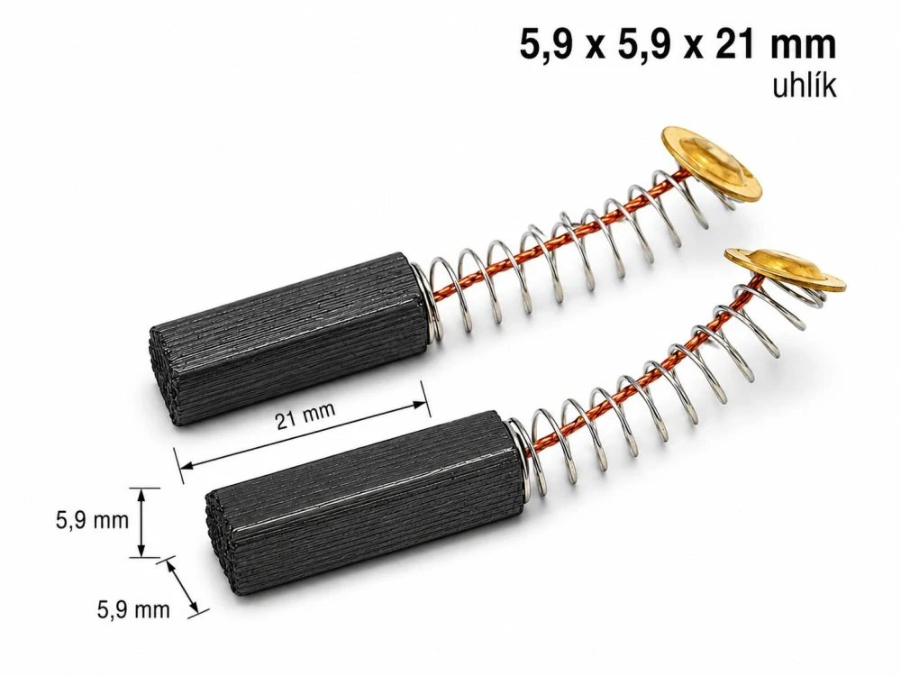 Náhradní uhlíky 5,9 x 5,9 x 21 mm